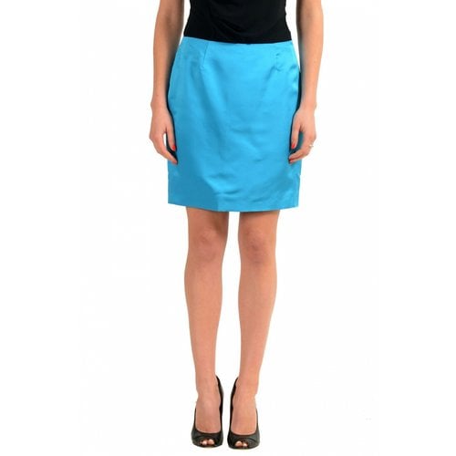 Pre-owned Versace Silk Mini Skirt In Blue