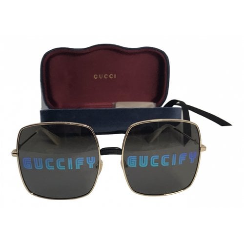 Pre-owned Gucci Oversized Sunglasses In Gold