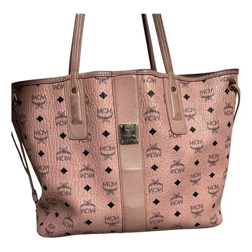 Pre-owned Mcm Anya Leather Tote In Pink