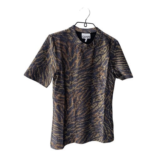 Pre-owned Ganni T-shirt In Brown