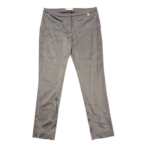 Pre-owned Versace Silk Slim Pants In Grey