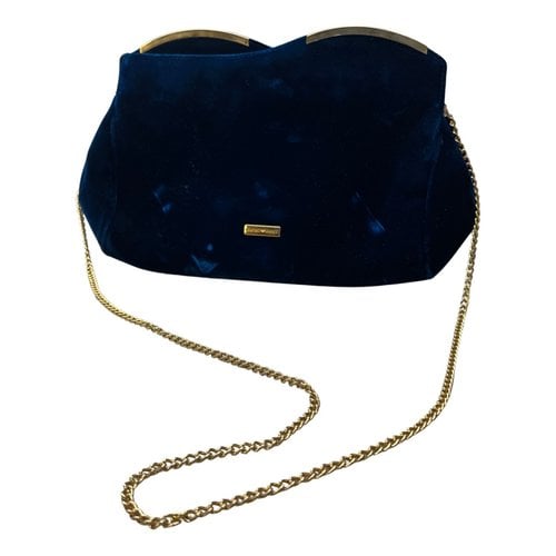 Pre-owned Emporio Armani Velvet Handbag In Navy