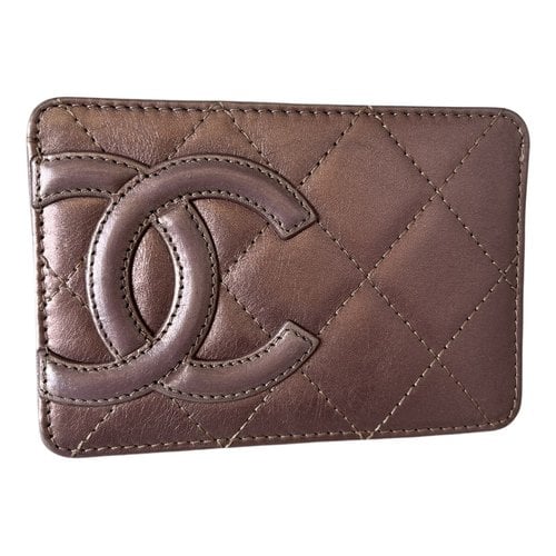 Pre-owned Chanel Leather Card Wallet In Metallic