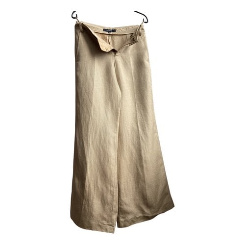 Pre-owned Gucci Linen Straight Pants In Beige