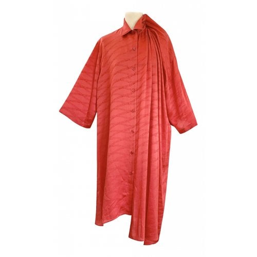 Pre-owned Balenciaga Silk Mid-length Dress In Red