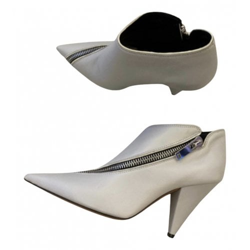 Pre-owned Celine Leather Ankle Boots In White