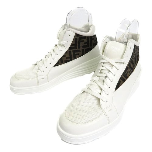 Pre-owned Fendi Leather High Trainers In White