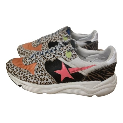 Pre-owned Golden Goose Running Faux Fur Trainers In Multicolour