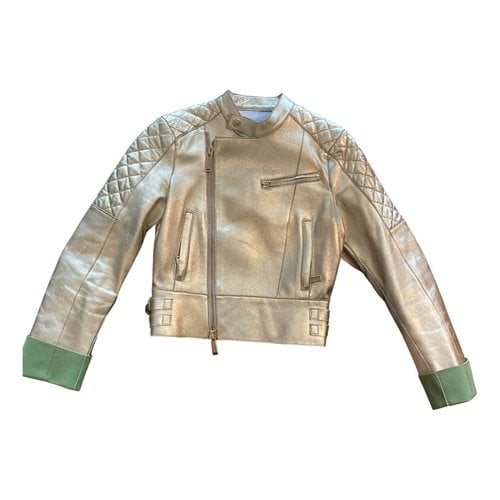 Pre-owned Dsquared2 Leather Jacket In Gold