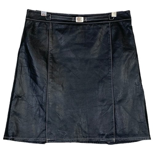 Pre-owned Burberry Leather Mini Skirt In Black