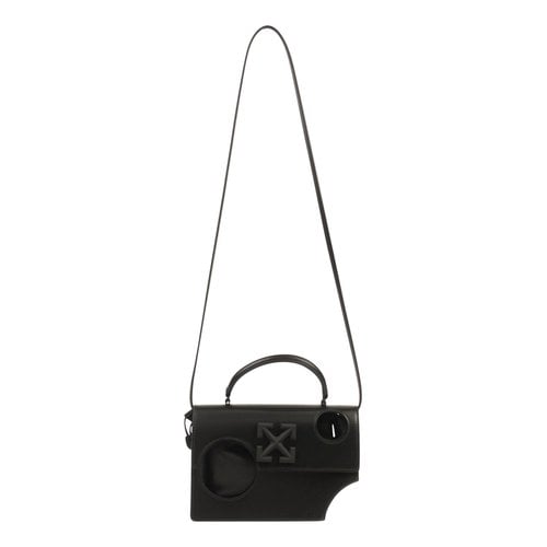 Pre-owned Off-white Jitney 1.4 Leather Crossbody Bag In Black