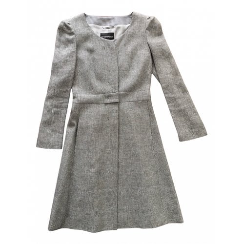 Pre-owned Emporio Armani Linen Mid-length Dress In Grey