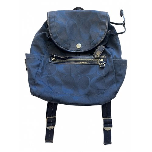 Pre-owned Coach Cloth Backpack In Blue