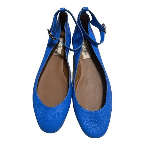Pre-owned Valentino Garavani Leather Ballet Flats In Blue