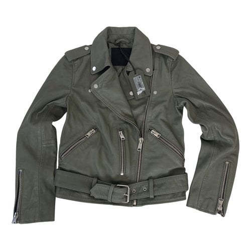 Pre-owned Allsaints Leather Jacket In Green
