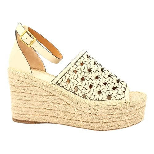 Pre-owned Tory Burch Leather Espadrilles In Beige