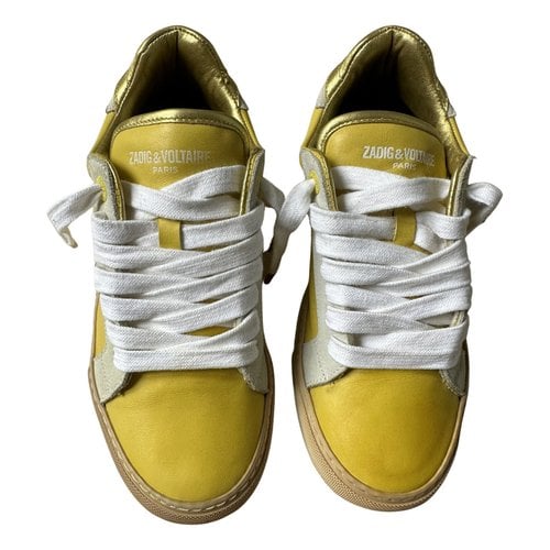 Pre-owned Zadig & Voltaire Zv1747 Flash Leather Trainers In Yellow