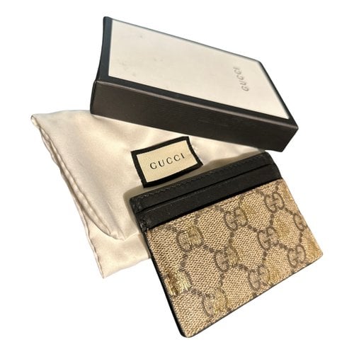 Pre-owned Gucci Leather Card Wallet In Beige