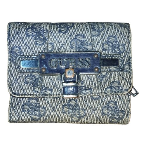 Pre-owned Guess Leather Wallet In Blue