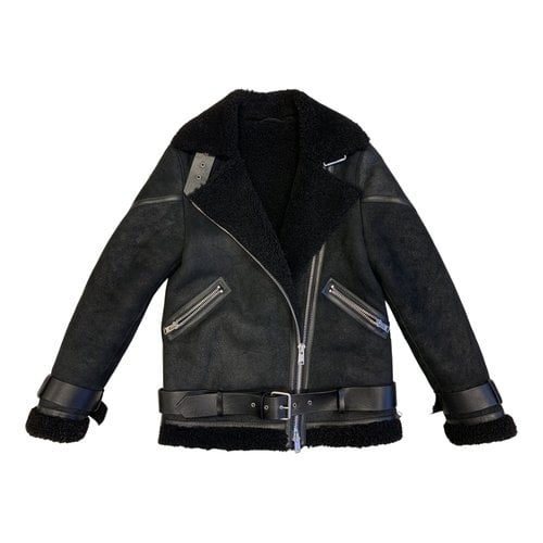 Pre-owned Allsaints Leather Coat In Black