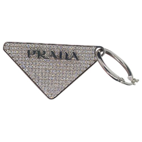 Pre-owned Prada Crystal Earrings In Silver