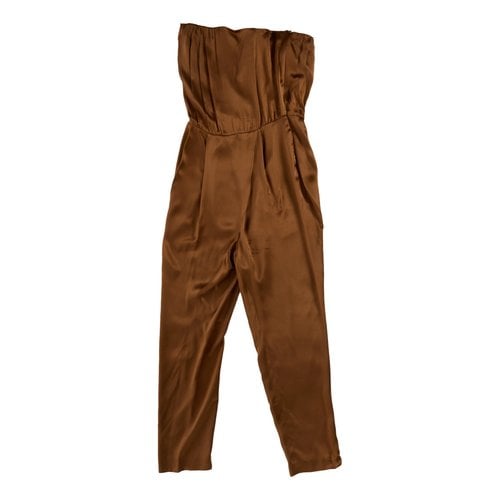 Pre-owned Gucci Silk Jumpsuit In Brown