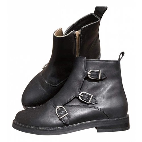 Pre-owned Royal Republiq Leather Ankle Boots In Black
