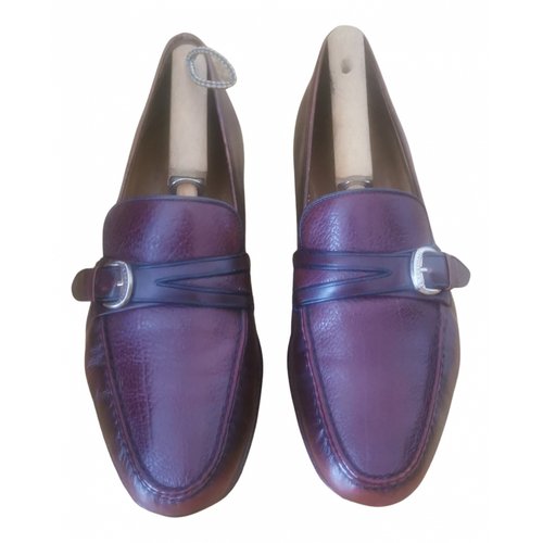 Pre-owned A. Testoni Leather Flats In Burgundy