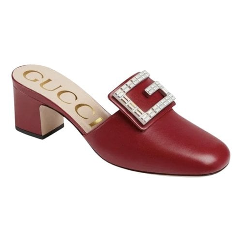 Pre-owned Gucci Leather Mules In Red