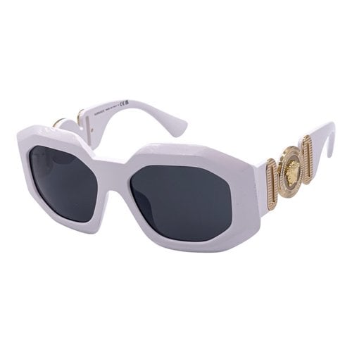 Pre-owned Versace Medusa Biggie Oversized Sunglasses In White
