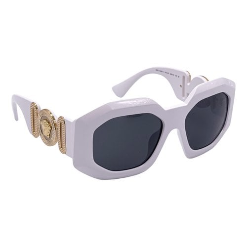 Pre-owned Versace Medusa Biggie Oversized Sunglasses In White
