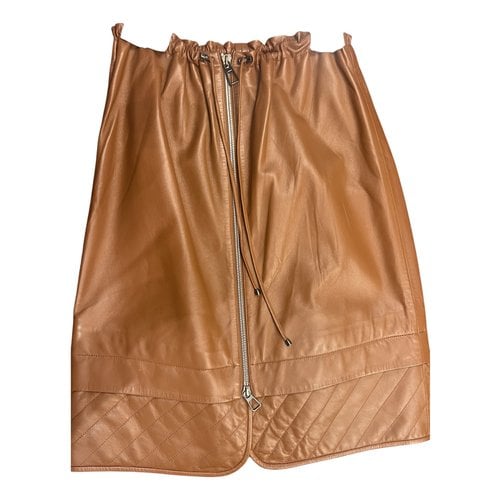 Pre-owned Dodo Bar Or Leather Mid-length Skirt In Brown