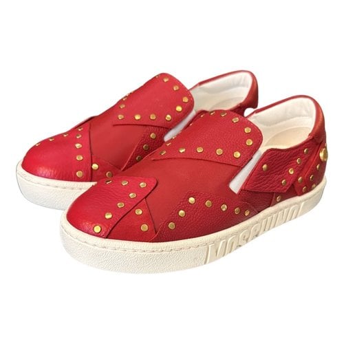 Pre-owned Moschino Leather Trainers In Red