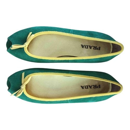 Pre-owned Prada Ballet Flats In Green