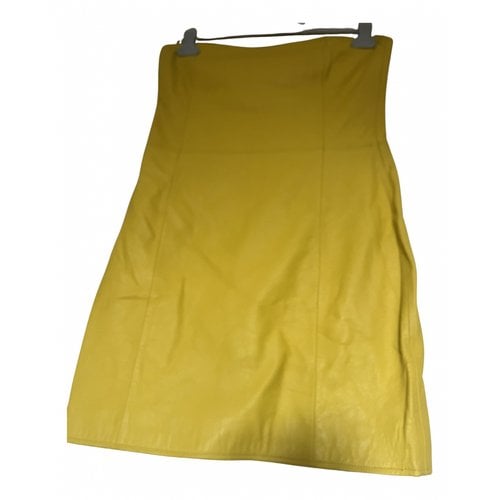 Pre-owned Ba&sh Leather Mid-length Dress In Yellow
