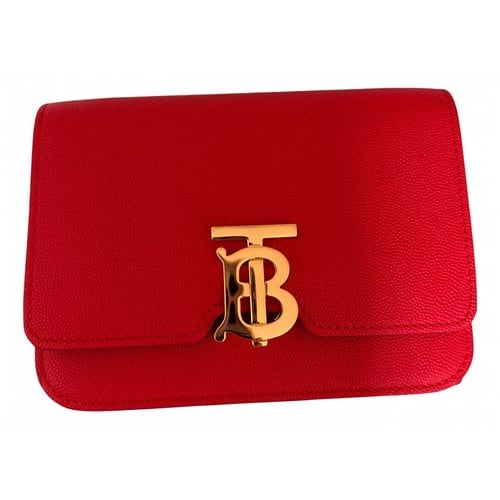 Pre-owned Burberry Tb Bag Wool Crossbody Bag In Red