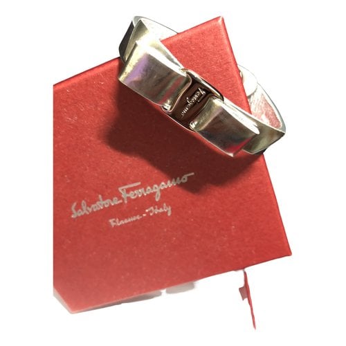 Pre-owned Ferragamo Patent Leather Bracelet In Silver