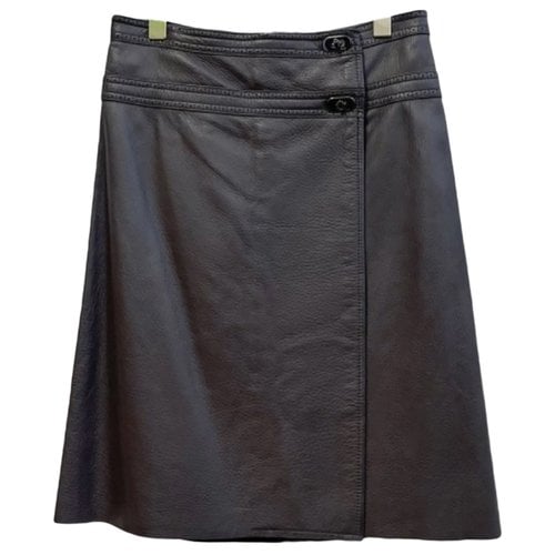 Pre-owned Celine Leather Mid-length Skirt In Brown