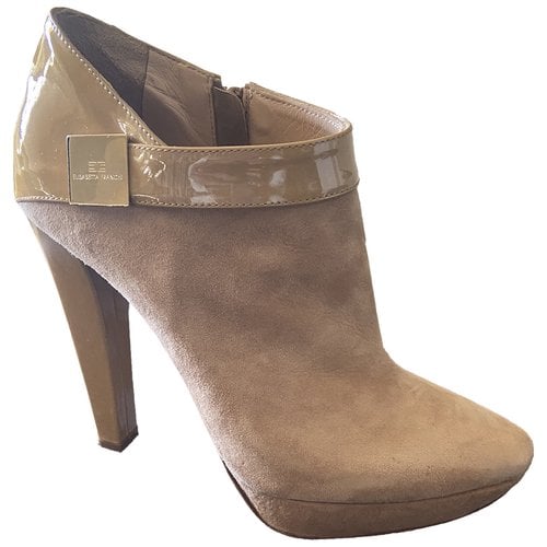 Pre-owned Elisabetta Franchi Ankle Boots In Beige