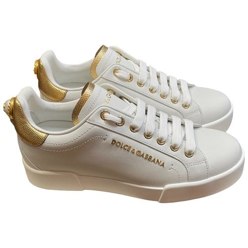 Pre-owned Dolce & Gabbana Leather Trainers In White