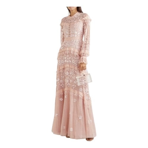 Pre-owned Needle & Thread Lace Maxi Dress In Pink