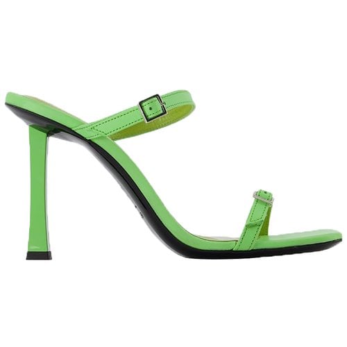 Pre-owned By Far Leather Sandals In Green