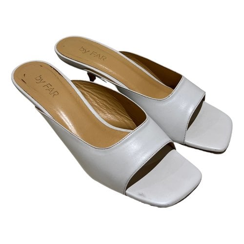 Pre-owned By Far Leather Mules In White
