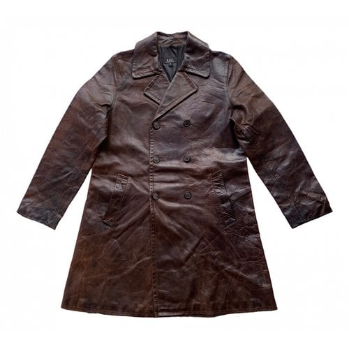 Pre-owned Apc Leather Coat In Brown