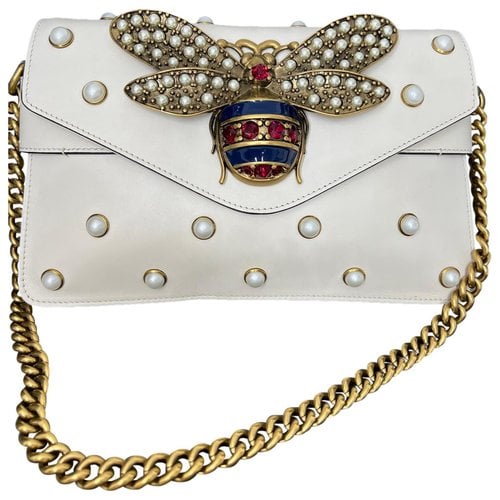 Pre-owned Gucci Broadway Leather Handbag In White