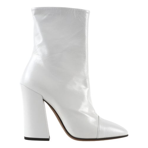 Pre-owned Dries Van Noten Leather Ankle Boots In White