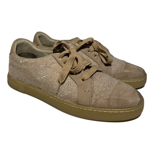 Pre-owned Max Mara Pony-style Calfskin Trainers In Beige