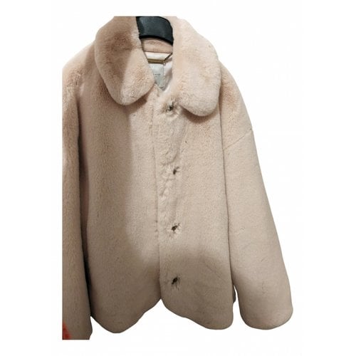 Pre-owned Ted Baker Faux Fur Puffer In Beige