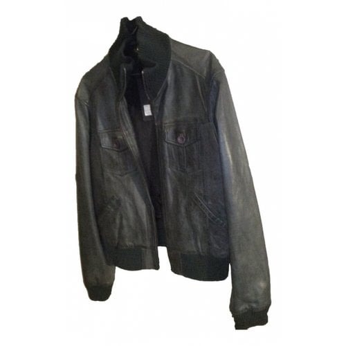 Pre-owned Oak Leather Jacket In Grey