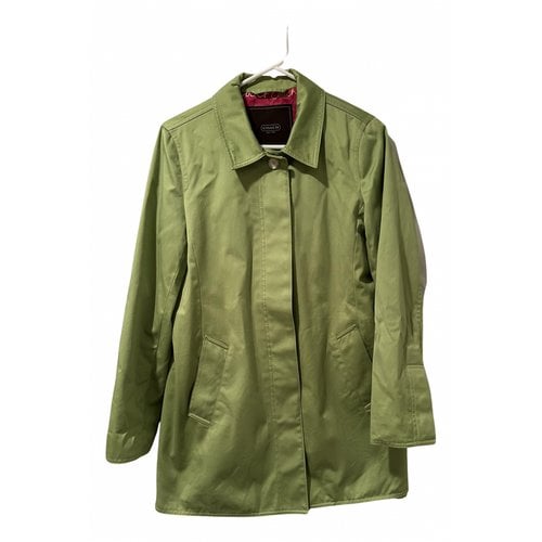 Pre-owned Coach Trench Coat In Green